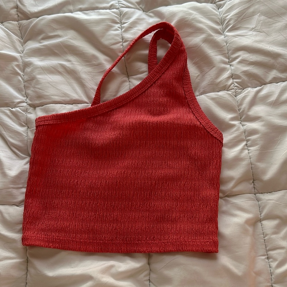 coral American Eagle one shoulder top